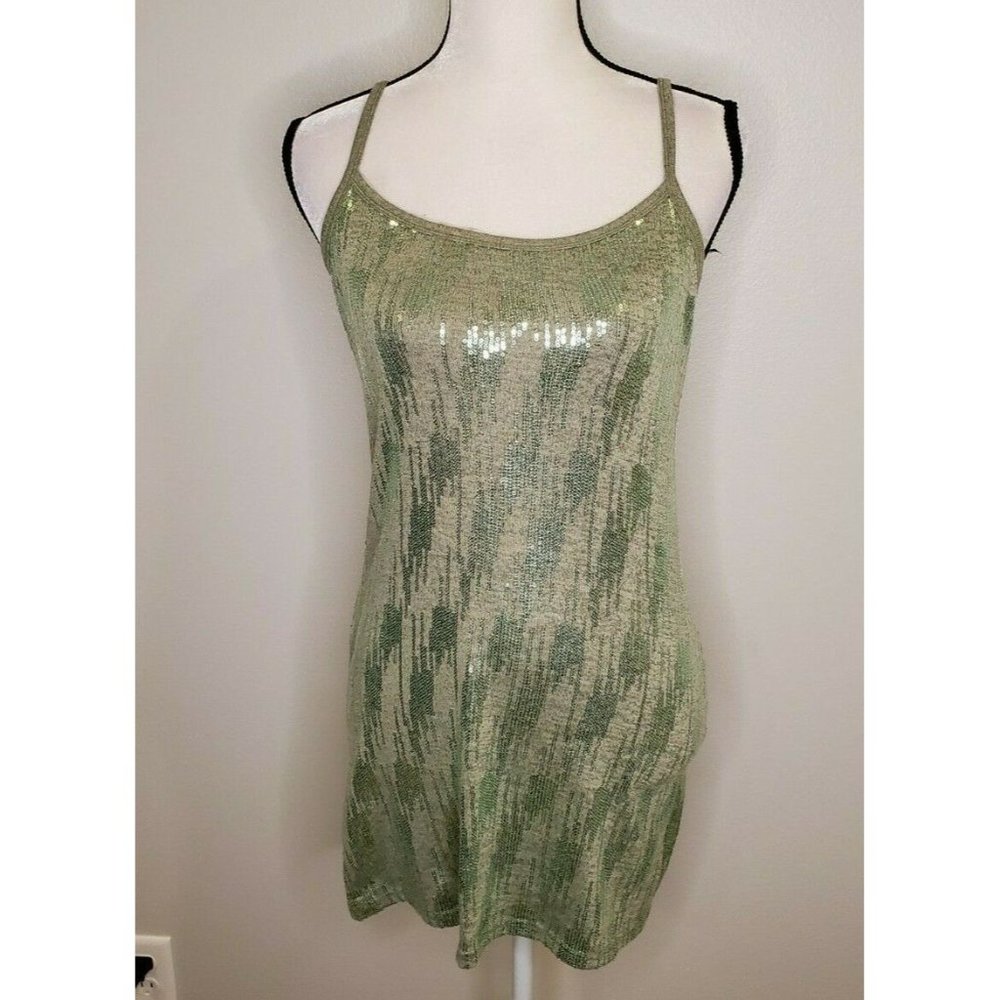BKE Buckle Size XL Tank Top Sage Green Sequin